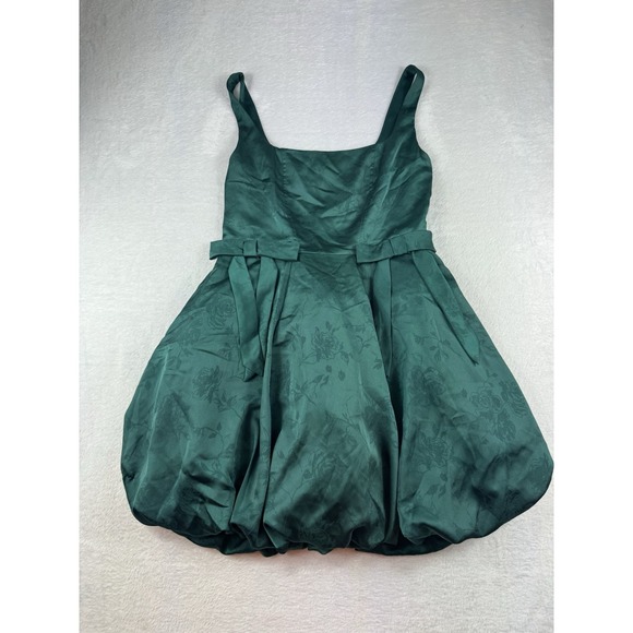 Francesca's Collections Dresses & Skirts - Francescas‎ Satin Bubble Hem Mini Dress Small Green Bow Renaissance Romantic